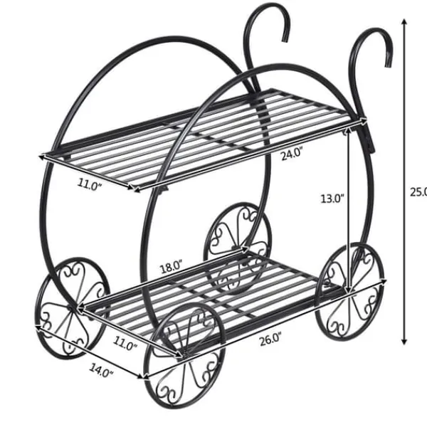 Plantestativer^Plantestativ, 66×36×64 cm, Sort