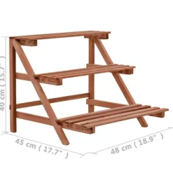 Plantestativer^Plantestativ i 3 niveauer af cedertræ - Holdbart blomsterstativ | Størrelse: 48x45x40 cm