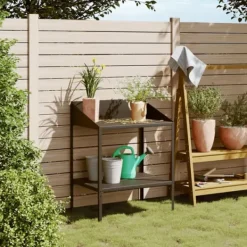 Outlet Plantestativ i galvaniseret stål - Robust blomsterstativ | Størrelse: 75,5x54,5x100 cm | Farve: Antracitgrå Plantestativer