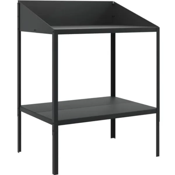 Outlet Plantestativ i galvaniseret stål - Robust blomsterstativ | Størrelse: 75,5x54,5x100 cm | Farve: Antracitgrå Plantestativer