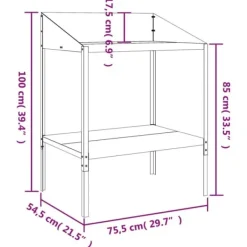 Outlet Plantestativ i galvaniseret stål - Robust blomsterstativ | Størrelse: 75,5x54,5x100 cm | Farve: Antracitgrå Plantestativer