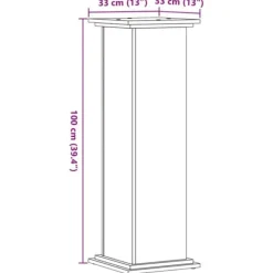 Plantestativer^Plantestativ i konstrueret træ - Moderne og stabil | Størrelse: 33x33x100 cm | Farve: Gammelt trælook