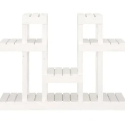Sale Plantestativ i massivt fyrretræ - Hylder til blomster og planter | Størrelse: 104,5x25x77,5 cm | Farve: Hvid Plantestativer