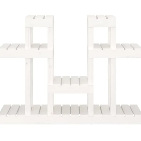 Sale Plantestativ i massivt fyrretræ - Hylder til blomster og planter | Størrelse: 104,5x25x77,5 cm | Farve: Hvid Plantestativer