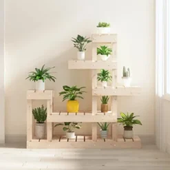 Discount Plantestativ i massivt fyrretræ - Plantehylde til indendørs og udendørs brug | Størrelse: 92x25x97 cm Plantestativer
