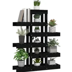 Plantestativer^Plantestativ i massivt fyrretræ - Elegant planteramme | Mål: 85x25x109,5 cm | Farve: Sort