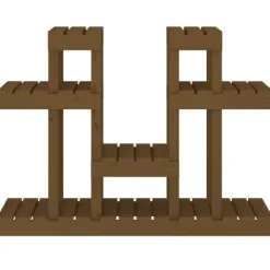 Discount Plantestativ i massivt fyrretræ - Flere hylder til blomster | Størrelse: 104,5x25x77,5 cm | Farve: Gyldenbrun Plantestativer