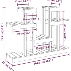 Discount Plantestativ i massivt fyrretræ - Flere hylder til blomster | Størrelse: 104,5x25x77,5 cm | Farve: Gyldenbrun Plantestativer
