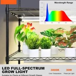 Kit Til Plante- & Urtedyrkning^Plantestativ med væksterlys 4 etager, 180W, 150 cm, Høj væksthylle til planter, justerbar lysstyrke, hurtig installation.
