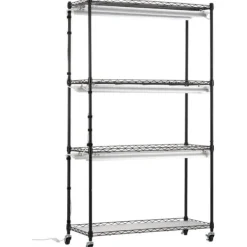 Kit Til Plante- & Urtedyrkning^Plantestativ med væksterlys 4 etager, 180W, 150 cm, Høj væksthylle til planter, justerbar lysstyrke, hurtig installation.
