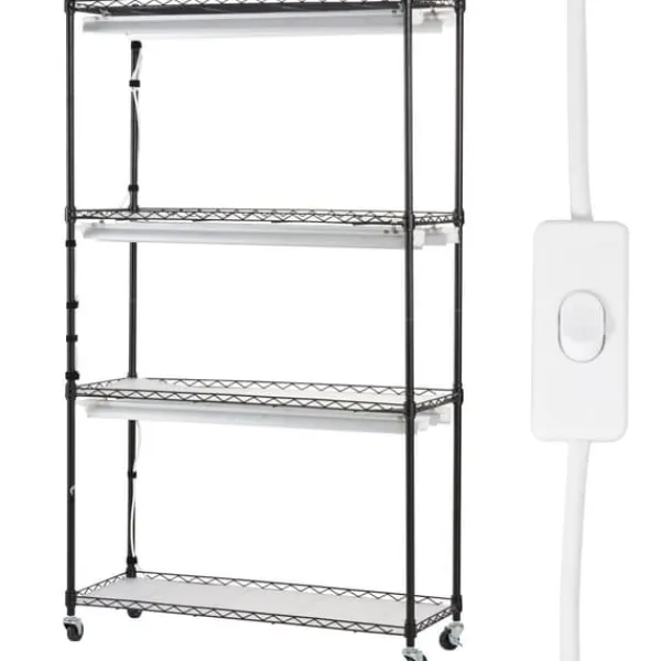 Kit Til Plante- & Urtedyrkning^Plantestativ med væksterlys 4 etager, 180W, 150 cm, Høj væksthylle til planter, justerbar lysstyrke, hurtig installation.