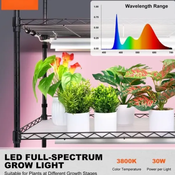 Sale Plantestativ med vækstlys 6 etager, 180W, 70,9, indendørs plantedyrkningshylde, justerbar højde, moderne design. Kit Til Plante- & Urtedyrkning