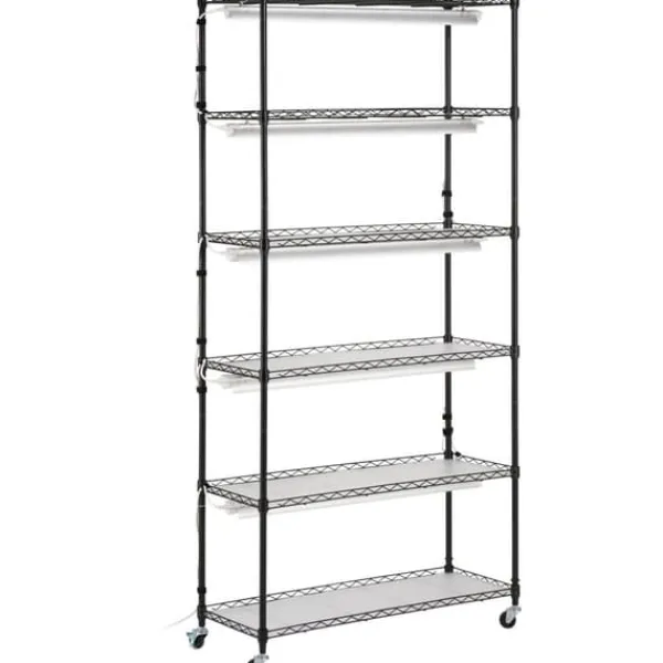 Sale Plantestativ med vækstlys 6 etager, 180W, 70,9, indendørs plantedyrkningshylde, justerbar højde, moderne design. Kit Til Plante- & Urtedyrkning