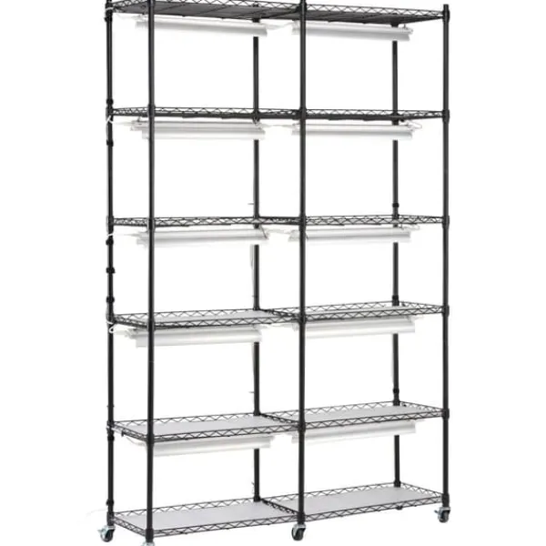 Clearance Plantestativ med vækstlys 6 etager, 200W, 59,1'', indendørs plantehylde, optimal vækst, justerbar lysstyrke. Plantestativer