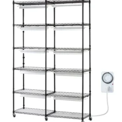 Clearance Plantestativ med vækstlys 6 etager, 200W, 59,1'', indendørs plantehylde, optimal vækst, justerbar lysstyrke. Plantestativer