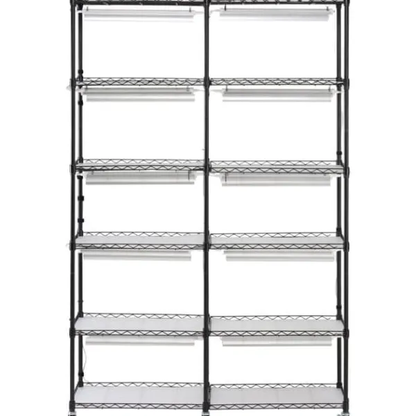 Clearance Plantestativ med vækstlys 6 etager, 200W, 59,1'', indendørs plantehylde, optimal vækst, justerbar lysstyrke. Plantestativer