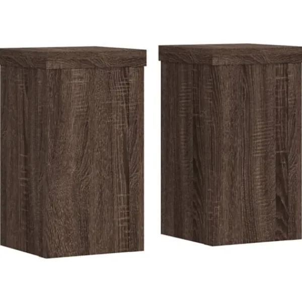 Outlet Plantestativ sæt 2 stk. i konstrueret træ - Slidstærk | Farve: Brun eg | Størrelse: 10x10x18 cm Plantestativer