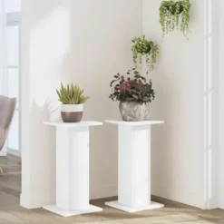 Plantestativer^Plantestativer 2 stk. - Slidstærkt konstrueret træ | Størrelse: 30x30x60 cm | Farve: Hvid
