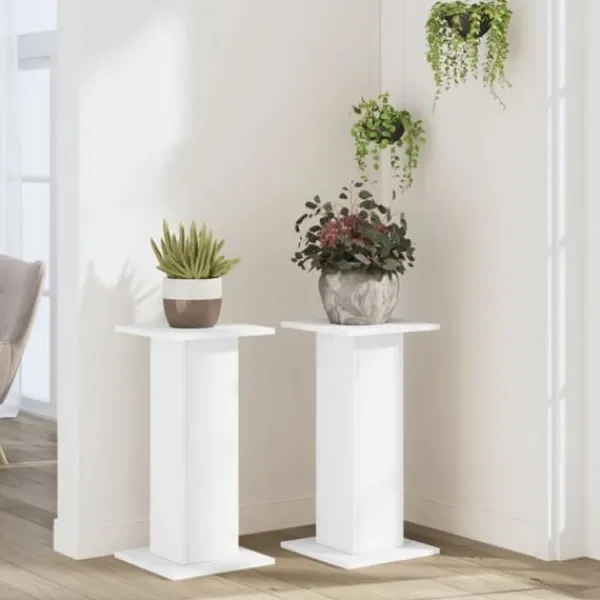Plantestativer^Plantestativer 2 stk. - Slidstærkt konstrueret træ | Størrelse: 30x30x60 cm | Farve: Hvid