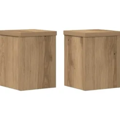 Plantestativer 2 stk. - Slidstærkt konstrueret træ | Størrelse: 15x15x20 cm | Farve: Egetræsfarvet Plantestativer