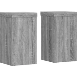 Clearance Plantestativer 2 stk. - Slidstærkt trædesign | Farve: Grå sonoma-eg | Størrelse: 10x10x18 cm Plantestativer