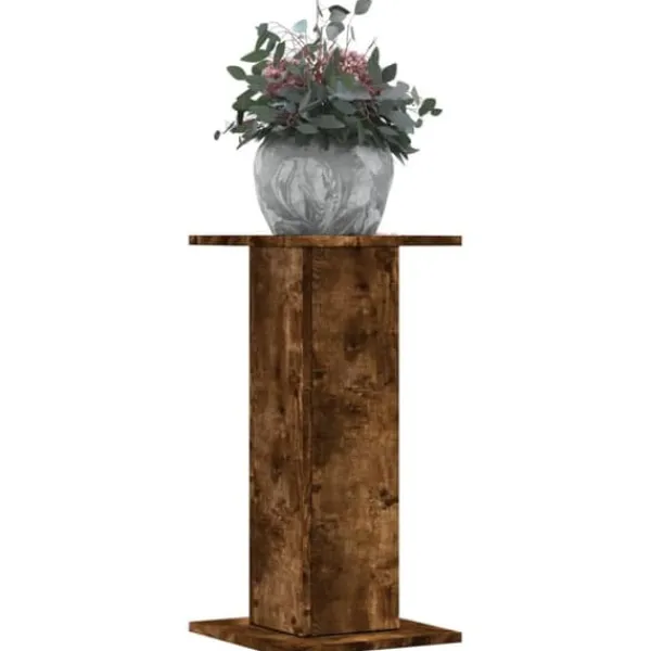 New Plantestativer 2 stk. - Slidstærkt konstrueret træ i røget eg | Størrelse: 30x30x60 cm Plantestativer