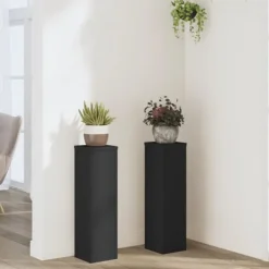 Online Plantestativer 2 stk. - Slidstærkt konstrueret træ | Farve: Sort | Størrelse: 17x17x60 cm Plantestativer