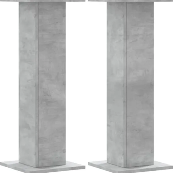 Plantestativer^Plantestativer 2 stk. - Stabilt trædesign | Størrelse: 30x30x80 cm | Farve: Betongrå