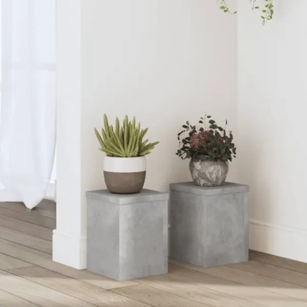 Plantestativer^Plantestativer 2 stk. - Stabilt træ design til planter | Størrelse: 15x15x20 cm | Farve: Betongrå