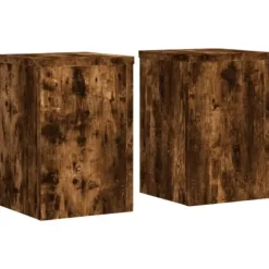 Plantestativer^Plantestativer 2 stk. i konstrueret træ - Slidstærkt design | Størrelse: 20x20x30 cm | Farve: Røget eg
