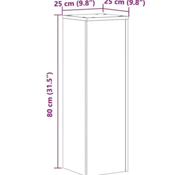 Best Plantestativer 2 stk. i konstrueret træ - Tidløst design | Størrelse: 25x25x80 cm | Farve: Røget eg Plantestativer