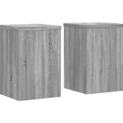 Online Plantestativer 2 stk. i konstrueret træ - Minimalistisk design | Farve: Grå sonoma-eg | Størrelse: 25x25x35 cm Plantestativer