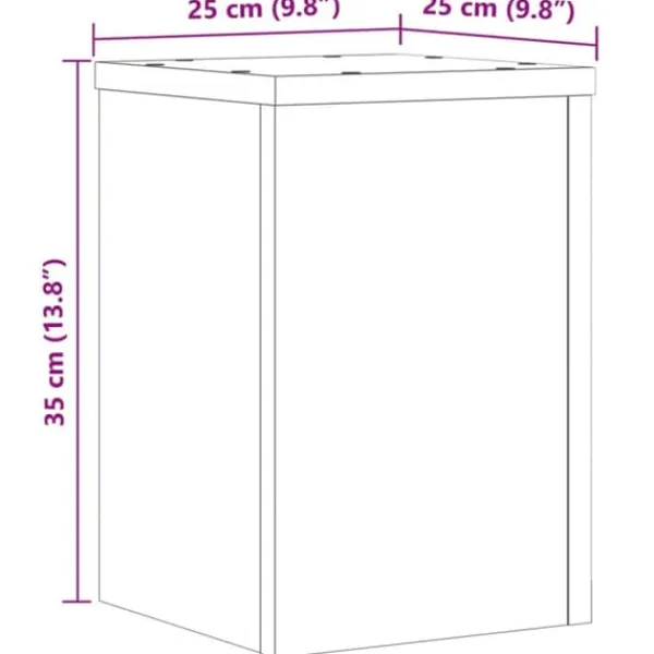 Online Plantestativer 2 stk. i konstrueret træ - Minimalistisk design | Farve: Grå sonoma-eg | Størrelse: 25x25x35 cm Plantestativer