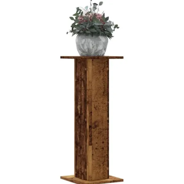 Plantestativer^Plantestativer 2 stk. til indendørs planter - Stabile i konstrueret træ | Størrelse: 30x30x80 cm | Farve: Antikt træ