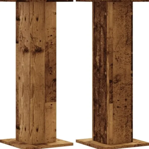 Plantestativer^Plantestativer 2 stk. til indendørs planter - Stabile i konstrueret træ | Størrelse: 30x30x80 cm | Farve: Antikt træ