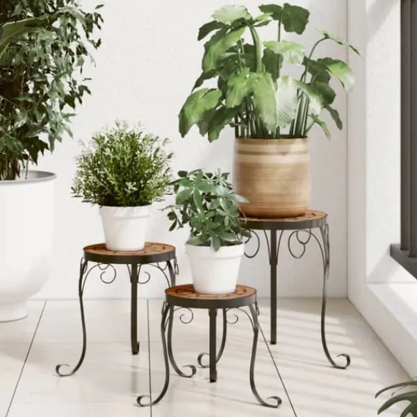 Plantestativer i keramik - Mosaikdesign, 3 stk. | Farve: Terracotta Plantestativer