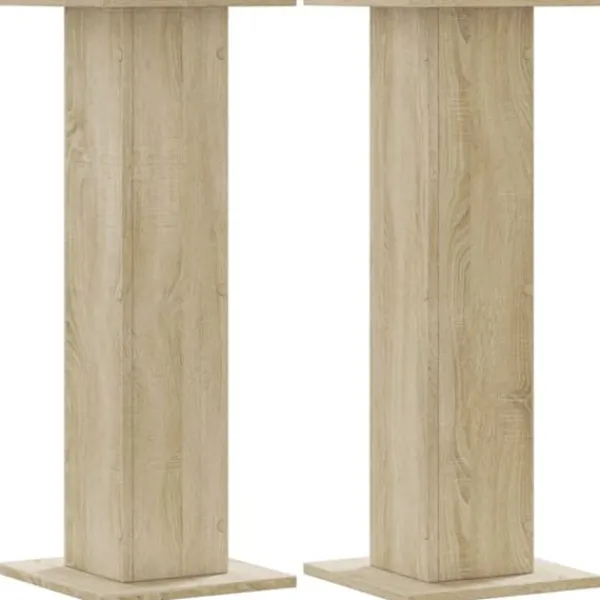 Best Plantestativer i 2-pak - Hule træstativ | Størrelse: 30x30x80 cm | Farve: Sonoma-eg Plantestativer