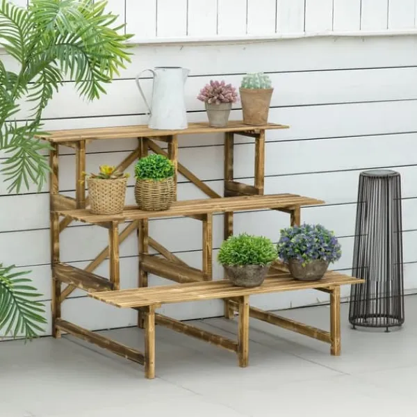 New Plantetrappe 3 trin gran 100x80x78 cm til have altan terrasse Plantestativer