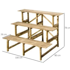 New Plantetrappe 3 trin gran 100x80x78 cm til have altan terrasse Plantestativer