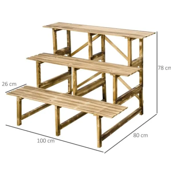 New Plantetrappe 3 trin gran 100x80x78 cm til have altan terrasse Plantestativer