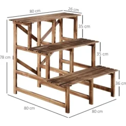 Online Plantetrappe blomsterreol 3 trin grantræ 80 x 80 x 78 cm til have altan terrasse Plantestativer