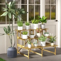 Hot Plantetrappe/blomsterreol 3 trin gran 120x80x78 cm til have altan terrasse Plantestativer