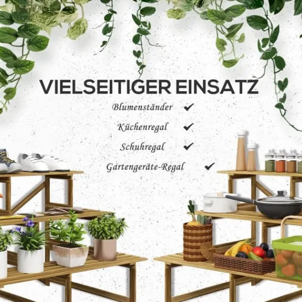 Hot Plantetrappe/blomsterreol 3 trin gran 120x80x78 cm til have altan terrasse Plantestativer