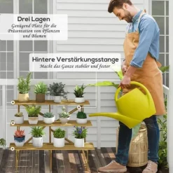 Hot Plantetrappe/blomsterreol 3 trin gran 120x80x78 cm til have altan terrasse Plantestativer