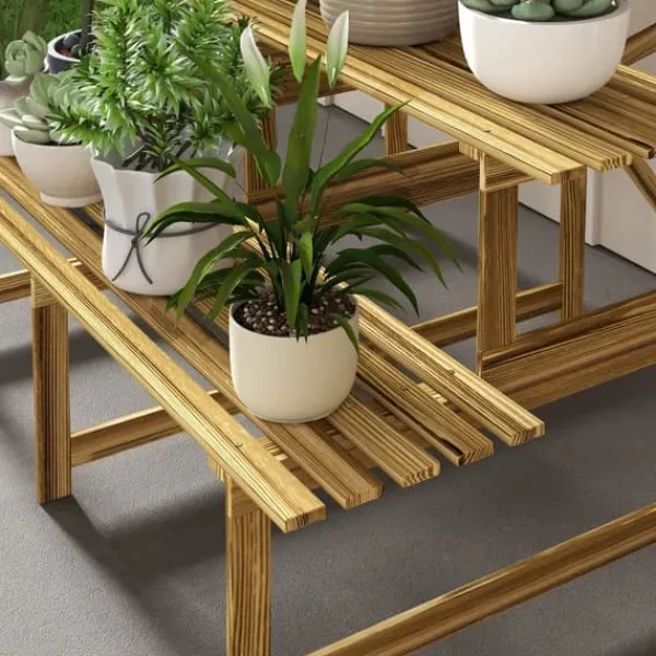 Hot Plantetrappe/blomsterreol 3 trin gran 120x80x78 cm til have altan terrasse Plantestativer