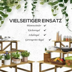Plantestativer^Plantetrappe/blomsterreol 3 trin gran 120x80x78 cm til have altan terrasse