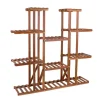 Sale Planteudstillingsstand, Multi-niveau Design, Robust Trækonstruktion,Brun Plantestativer
