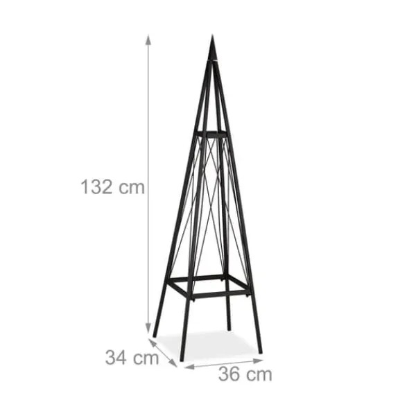Planteunderstøttelse Obelisk, 132x36x34 cm, Sort Krukker & Plantebeholdere