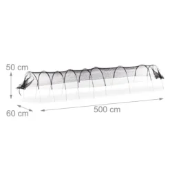 Drivhus^Plantevæksttunnel, 50x60x500 cm, Sort