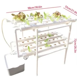 Clearance Plantningssystem, 2 niveauer, 72 plantningshuller,HVID Kit Til Plante- & Urtedyrkning
